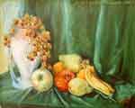 Stilllife: Vase & Fruit, oil on canvas